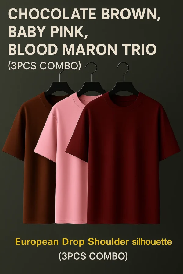 Brown, Maroon, Baby Pink Trio (3pcs Combo)